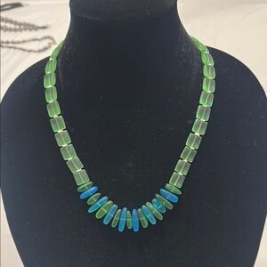 Elegant Green and Blue Beaded Necklace